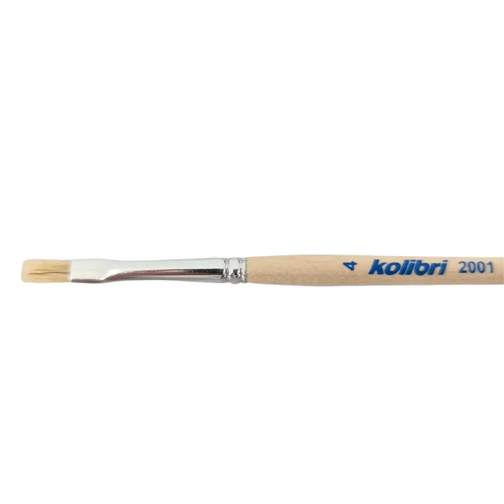 Pinceau en soie de porc naturelle - Manche bois N°04 - KOLIBRI 2001/04