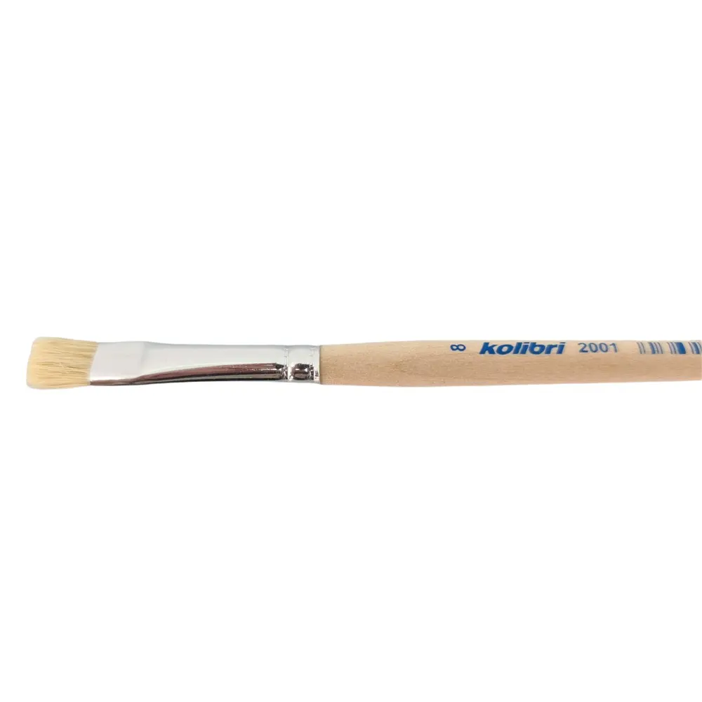 Pinceau en soie de porc naturelle - Manche bois N°08 - KOLIBRI 2001/08