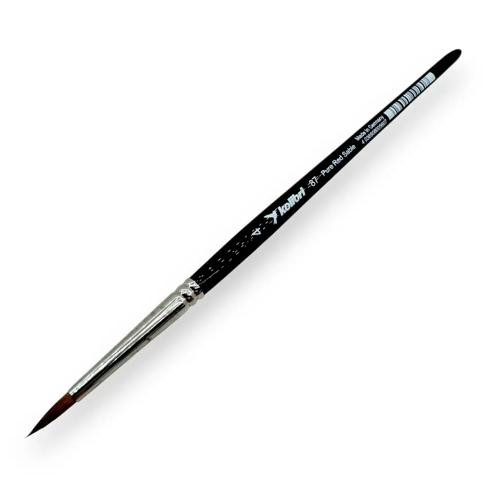 Pinceau N°04 de retouche pour aquarelle en poil de martre Kolinsky, virole argenté, manche court - Kolibri 0087/04