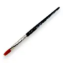 Pinceau plat N°06 en poil de martre dorée synthétique, virole argentée, manche bleu & court - Kolibri 7008/06