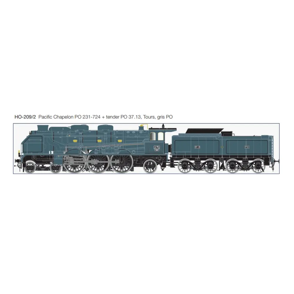 Locomotive à Vapeur Pacific Chapelon avec Tender - LEMATEC HO-209/2S - HO 1/87 - Digital Sound