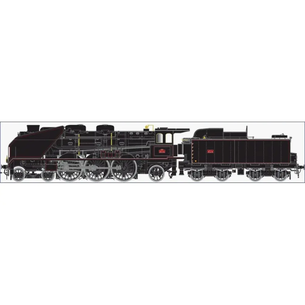 Locomotive à Vapeur Pacific Chapelon 231C 54 + Tender EST 35A 78 - Dépôt de Troyes - LEMATEC HO-209/5AS - SNCF - Noir - HO 1/87