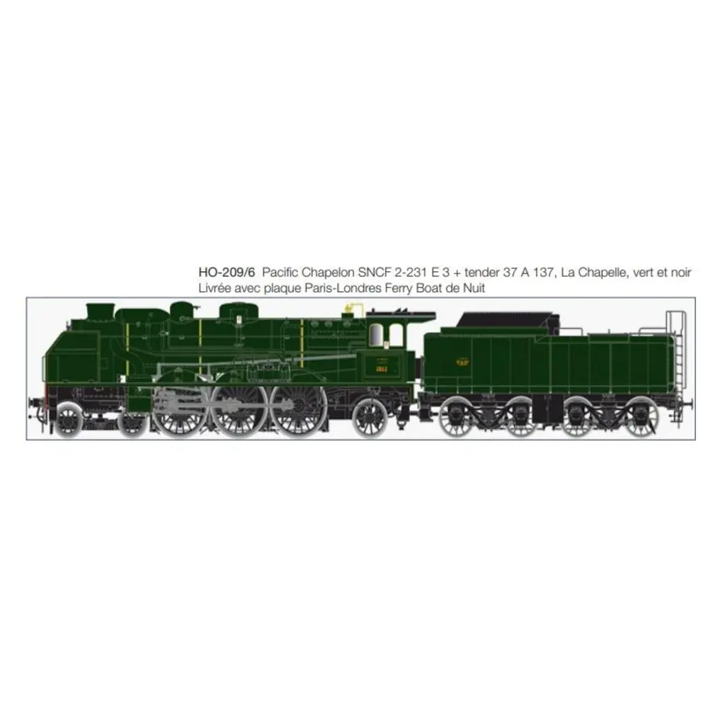 Locomotive à Vapeur Pacific Chapelon - Lematec HO-209/6S - HO 1/87 - Digital Sound