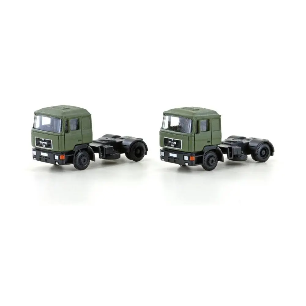 Pack de 2 camions MAN F90 à 3 essieux LEMKE LC4065 - N 1/160 - olive