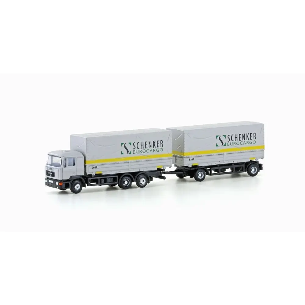Camion remorque caisse mobile MAN F90, 3 essieux Schenker Cargo - Lemke 4633 - N 1/160