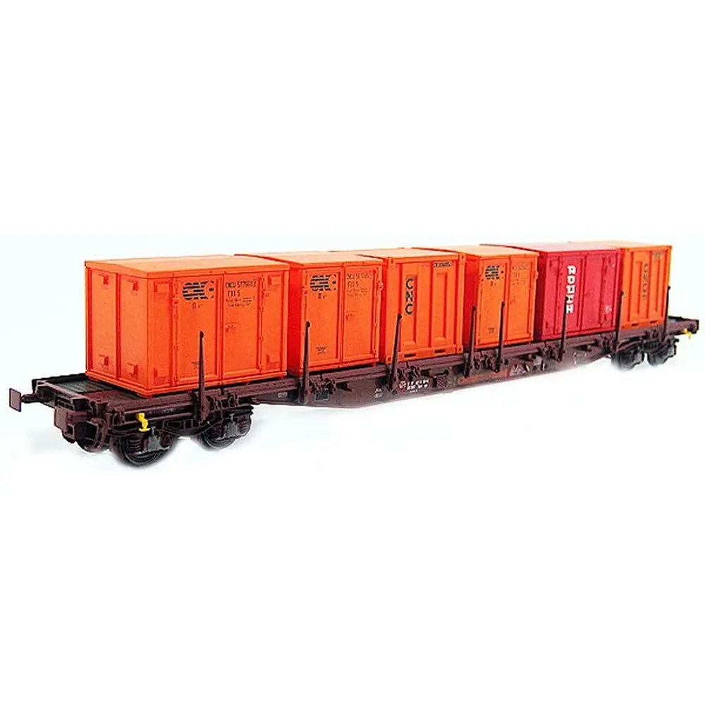 Porte conteneurs Sgss avec 6 conteneurs CNC ROUCH - LS Models 30119 - HO 1/87