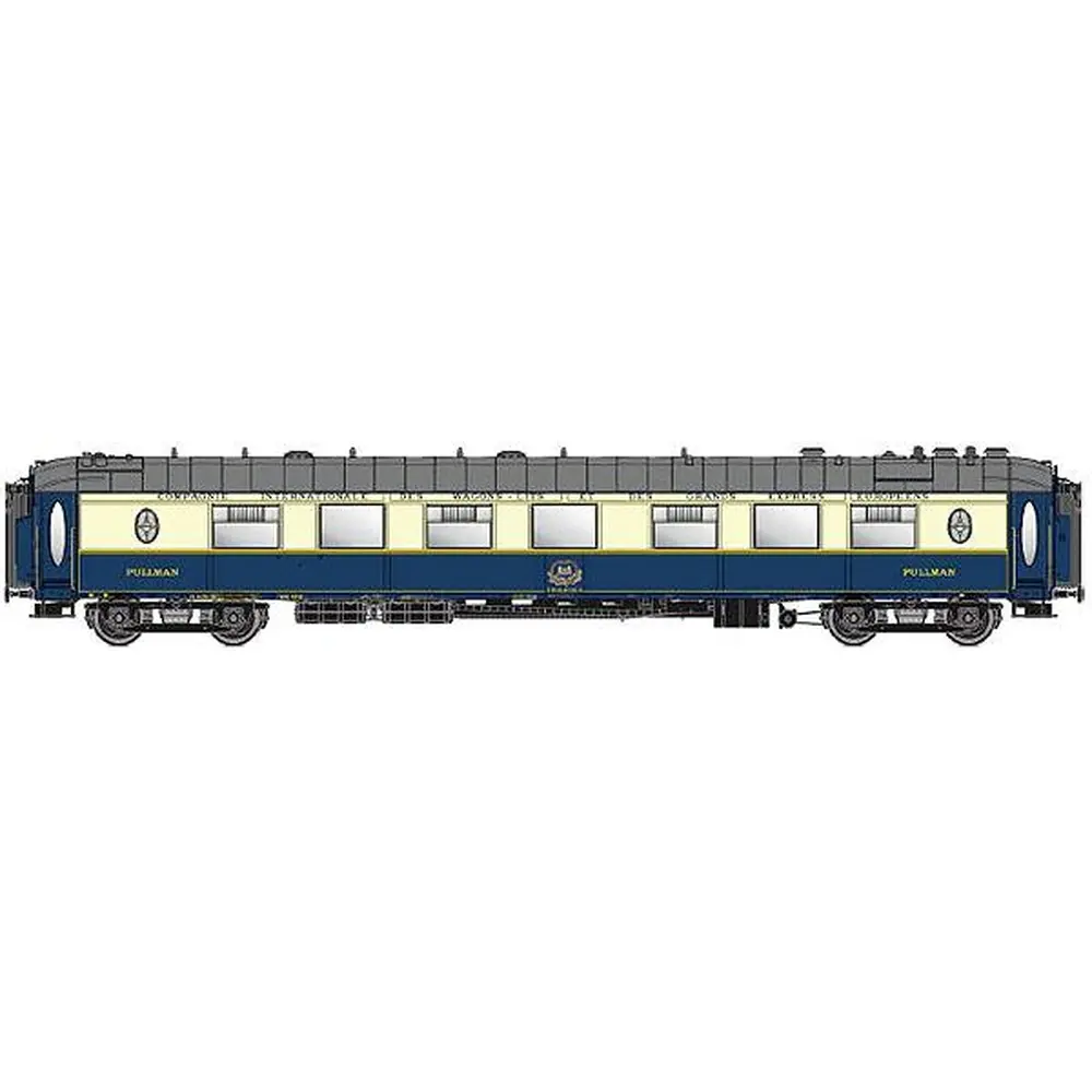 Voiture voyageurs CIWL WPc 56 places livrée bleue et crème 1968 avec monogramme n°51 66 09 980 141-5