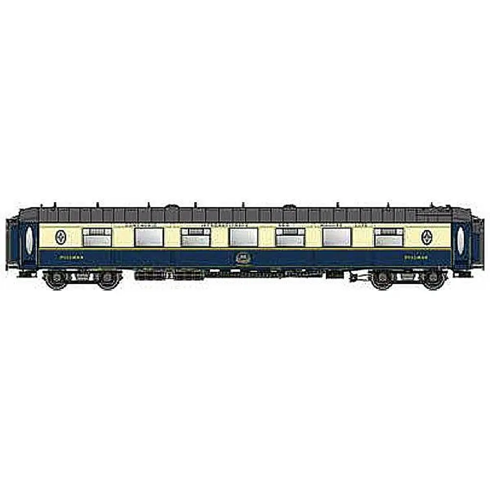 Voiture voyageurs CIWL WPS 56 places livrée bleue et crème 1968 avec monogramme UIC n°51 66 09-80 163-9