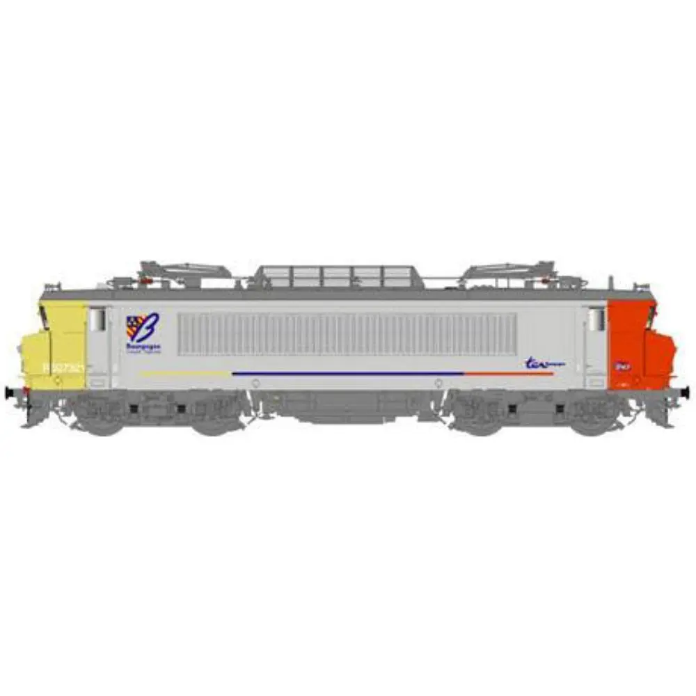 Locomotive électrique BB 7321 R livrée vanille fraise avec logo carmillon du dépot de Dijon