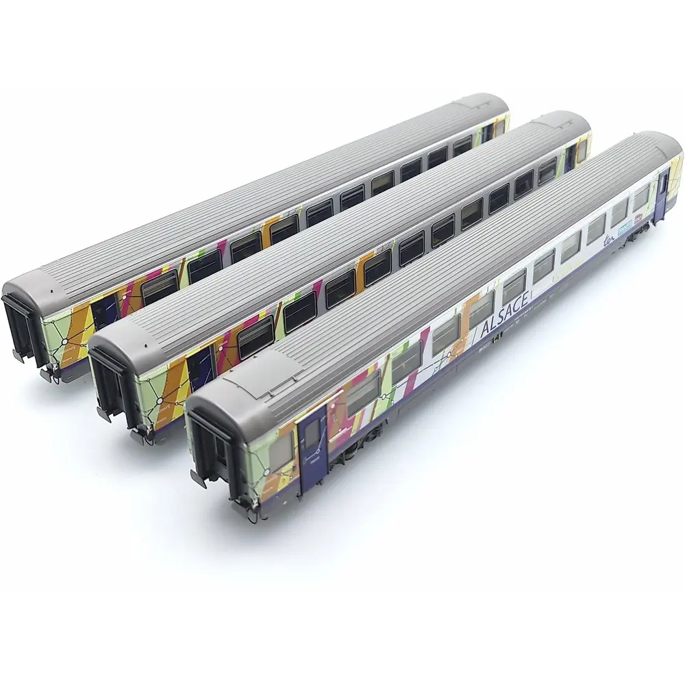 Set de 3 voitures voyageurs Vtu "TER Alsace" - LS Models 41209 - HO 1/87 - SNCF - Ep VI - 2R