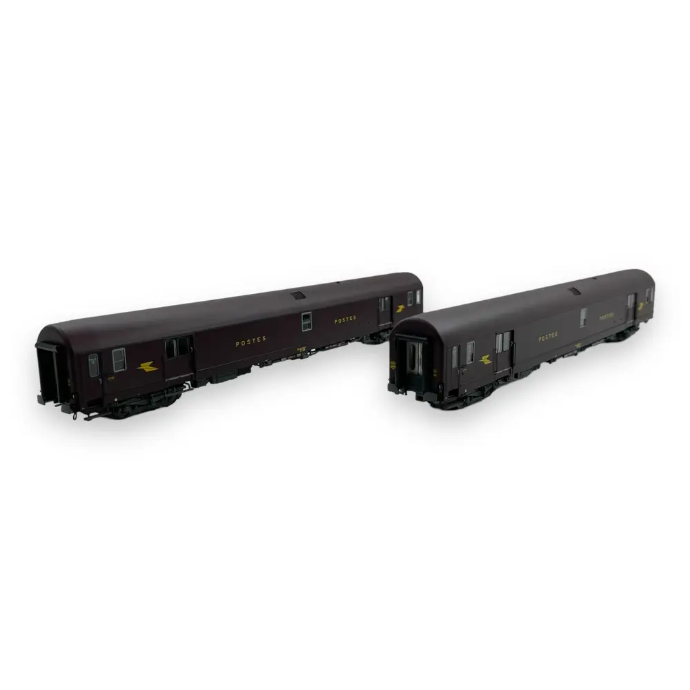 Set de 2 voitures postales PA UIC brun - LS Models 40444 - SNCF - HO : 1/87 - EP IV