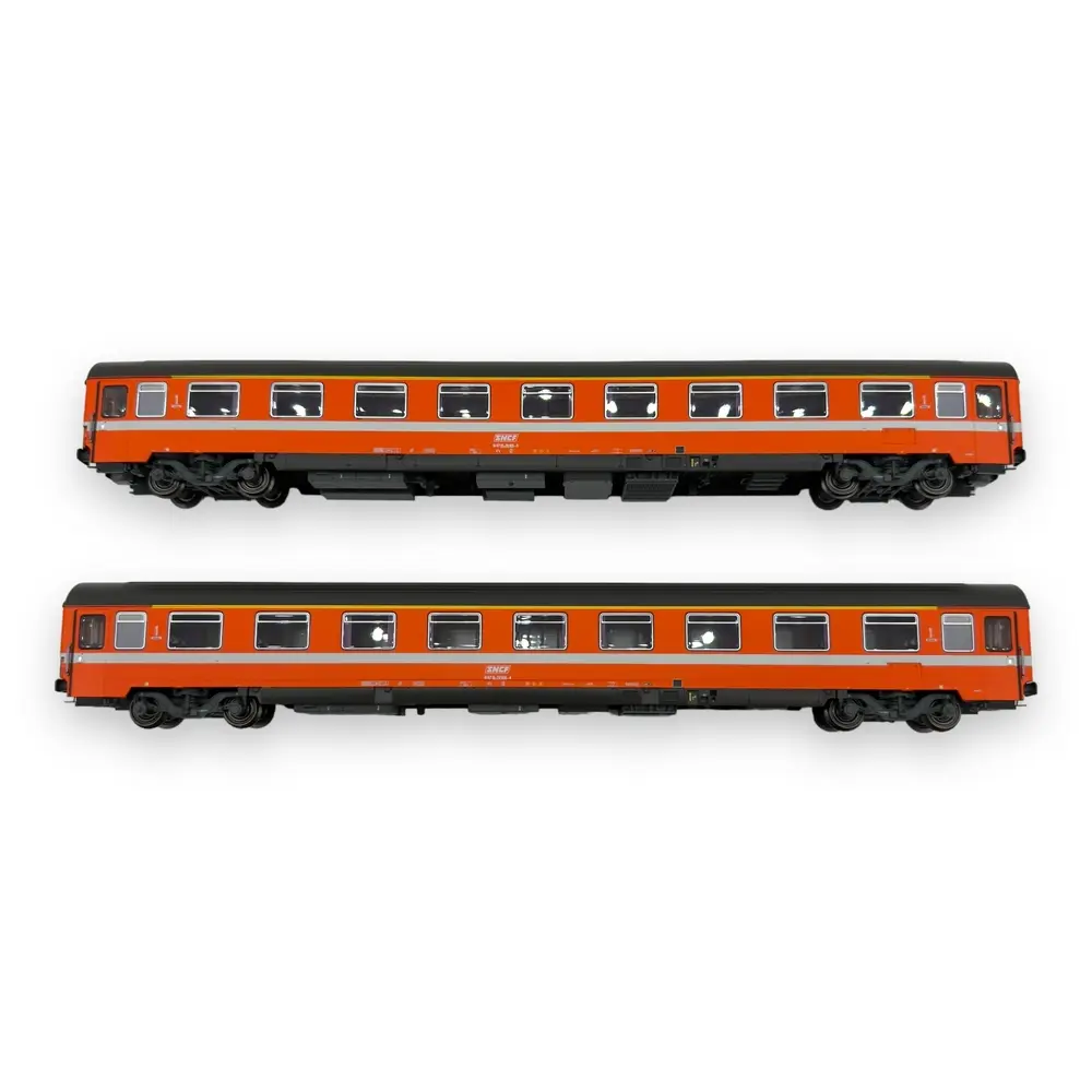 Set de 2 voitures voyageurs VSE A9u, livrée C1, logo encadré - LS Models 40350 - HO 1/87 - SNCF - Ep IV - 2R