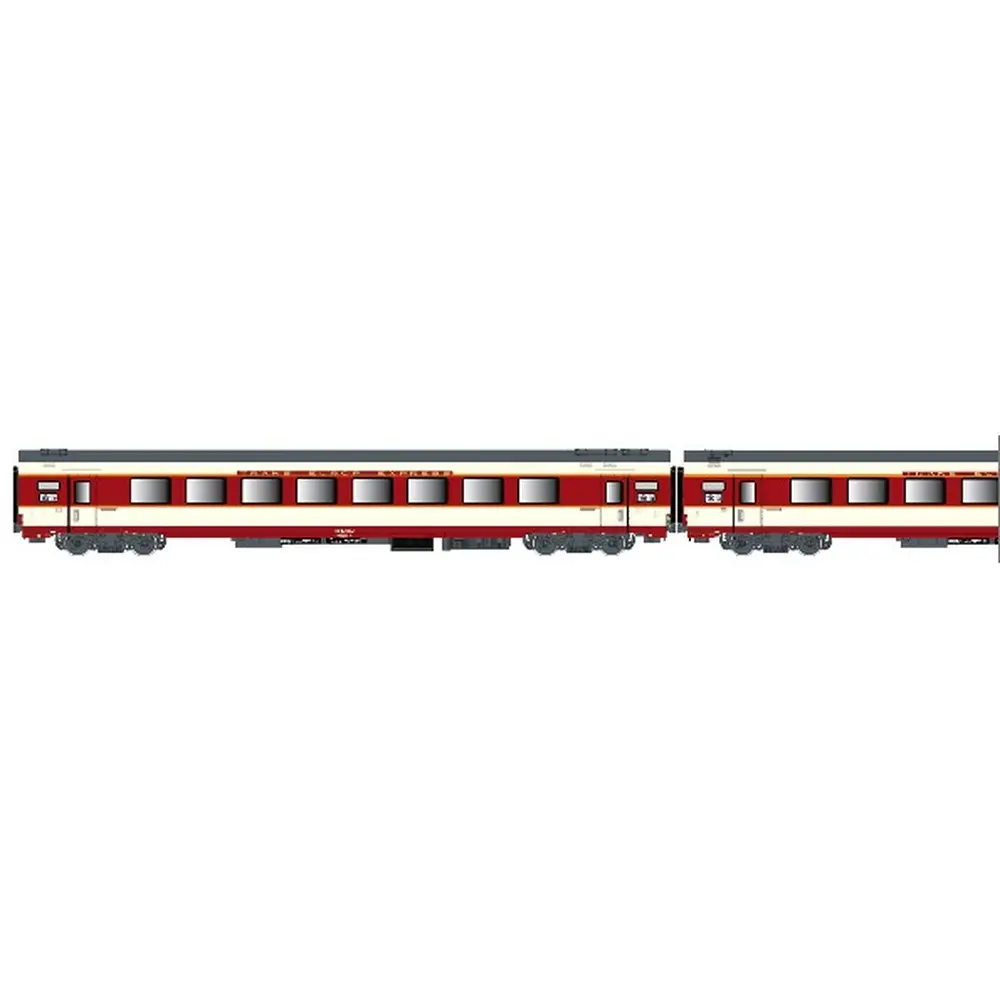 Set de 3 voitures voyageurs grand confort "Étendard" A8tu + A8u + Vru - LS Models 40085AC - HO 1/87 - SNCF - Ep IV - 3R