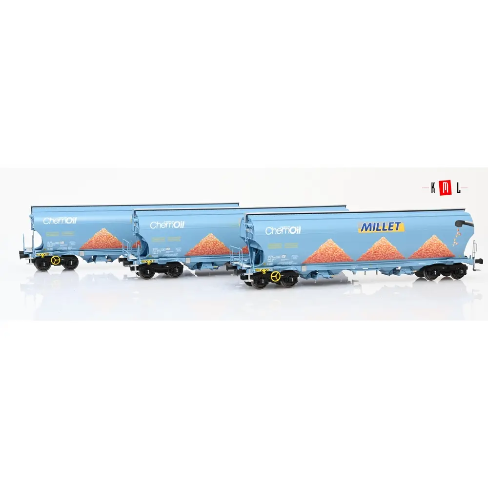Set de 3 wagons trémies Tagnpps Millet & ChemOil - LS Models 90032 - HO 1/87 - SNCF - Ep VI - 2R