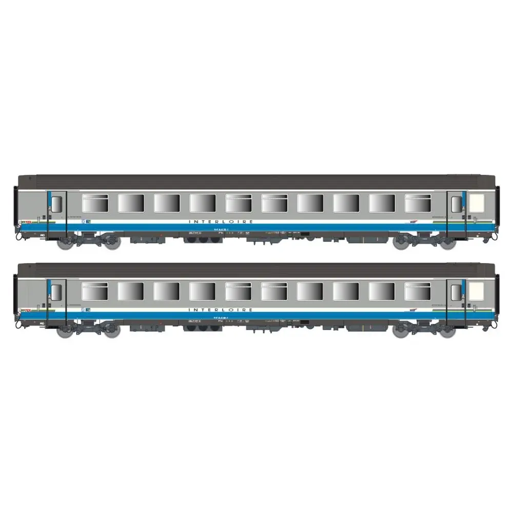 Set de 2 voitures Interloire Vtu B9 1/2tux, 2CL, logo casquette - LS Models 41214 - HO 1/87 - SNCF - Ep V - 2R