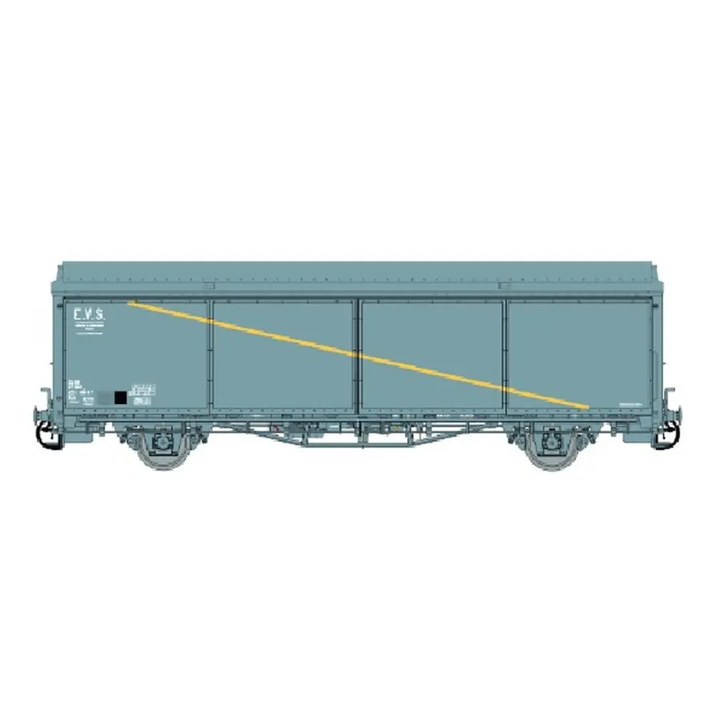 Wagon couvert EVS HS, toit haut, gris à bande jaune - LS Models 30681 - HO 1/87 - SNCF - Ep IV - 2R