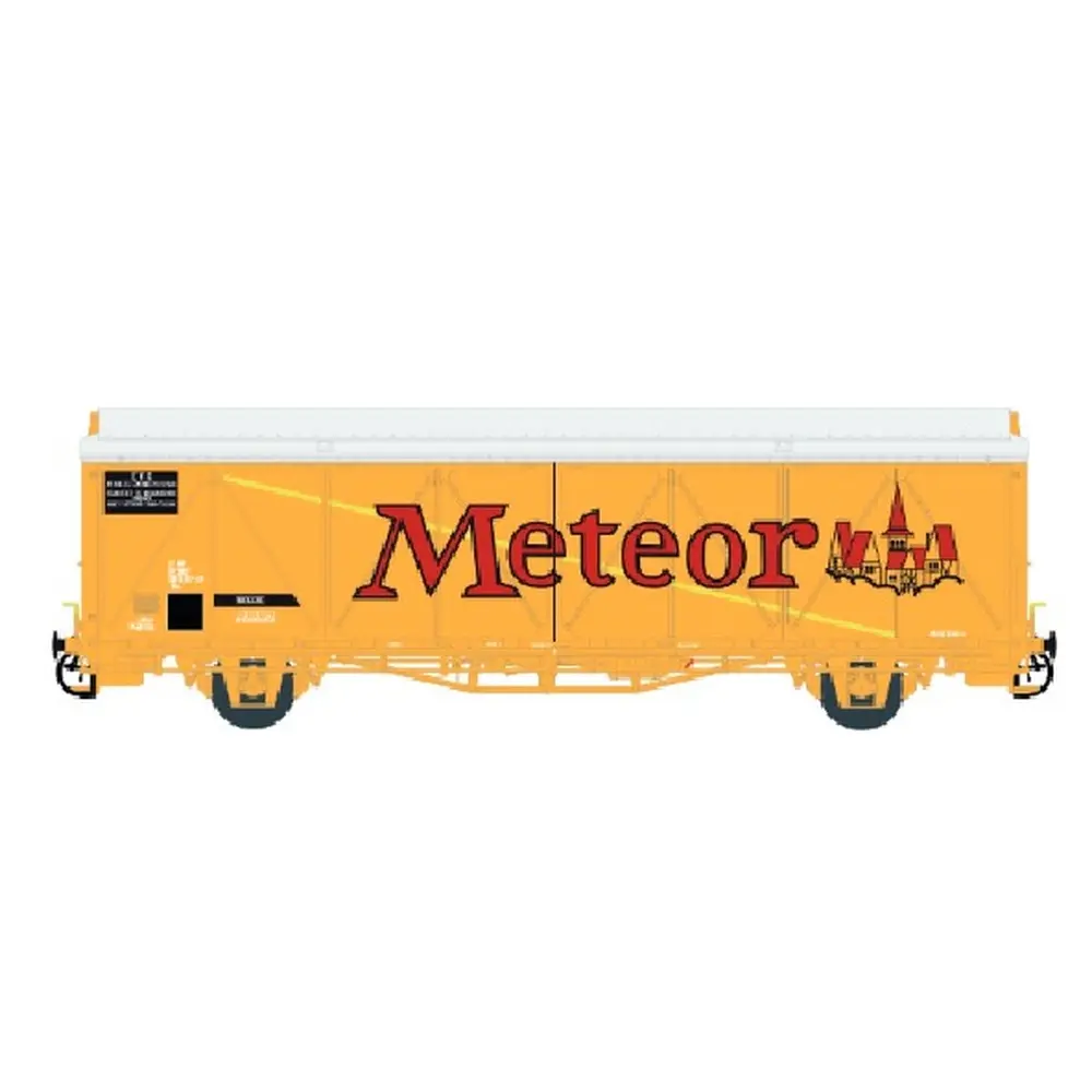 Wagon couvert EVS His, jaune METEOR, châssis jaune, toit haut, parois renforcées - LS Models 30684 - HO 1/87 - SNCF - Ep IV - 2R