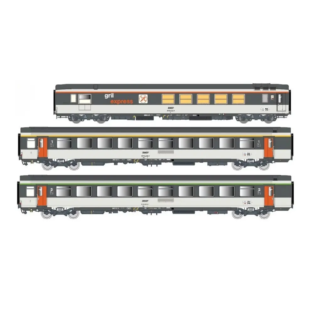 Coffret de 3 voitures voyageurs avec éclairage intérieur - LS Models 41997 - HO 1/87 - SNCF - EP IV