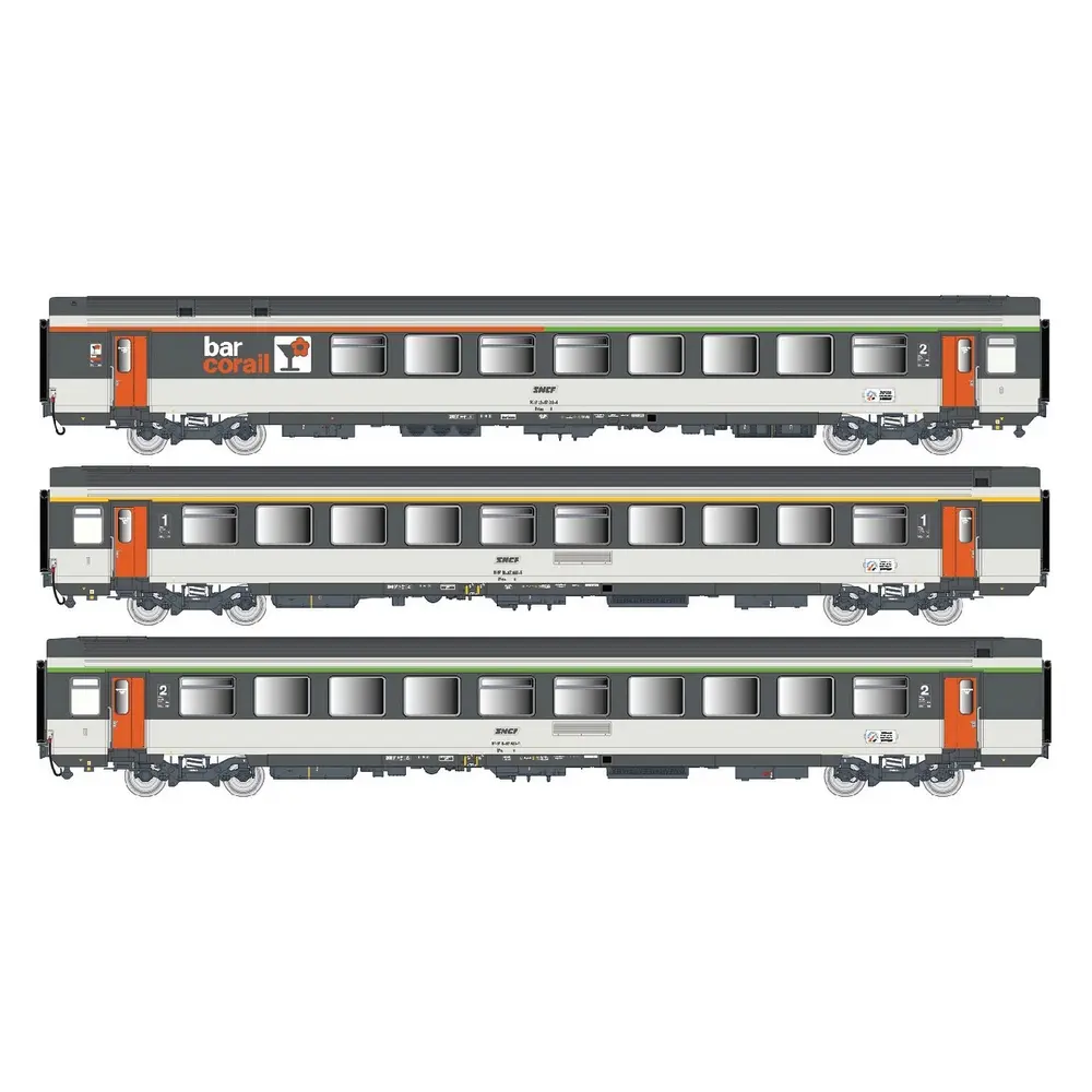 Coffret de 3 voitures voyageurs avec éclairage intérieur - LS Models 41998 - HO 1/87 - SNCF - EP IV