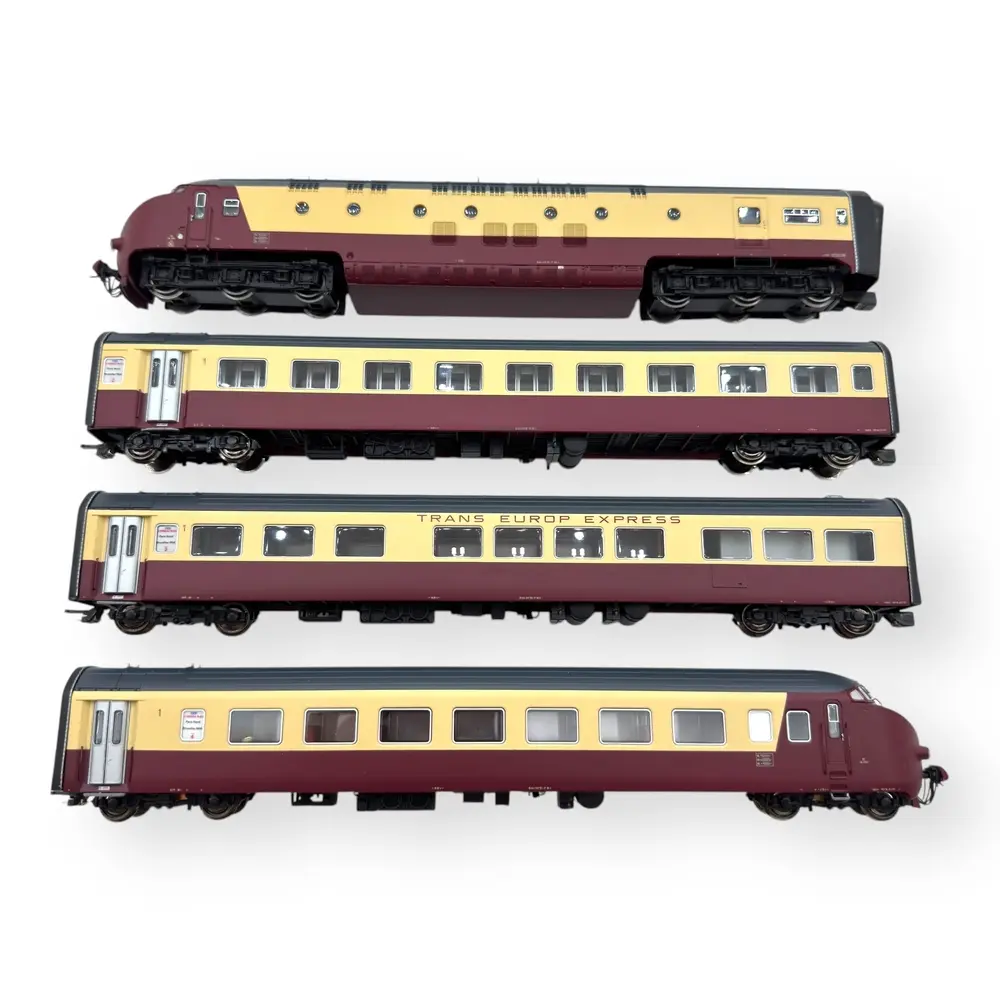 Coffret 4 éléments DE-IV 1003, l'oiseau bleu Paris Buxelles - LS Models 14002 - HO 1/87 - SNCF - Ep IIIb - Analogique - 2R