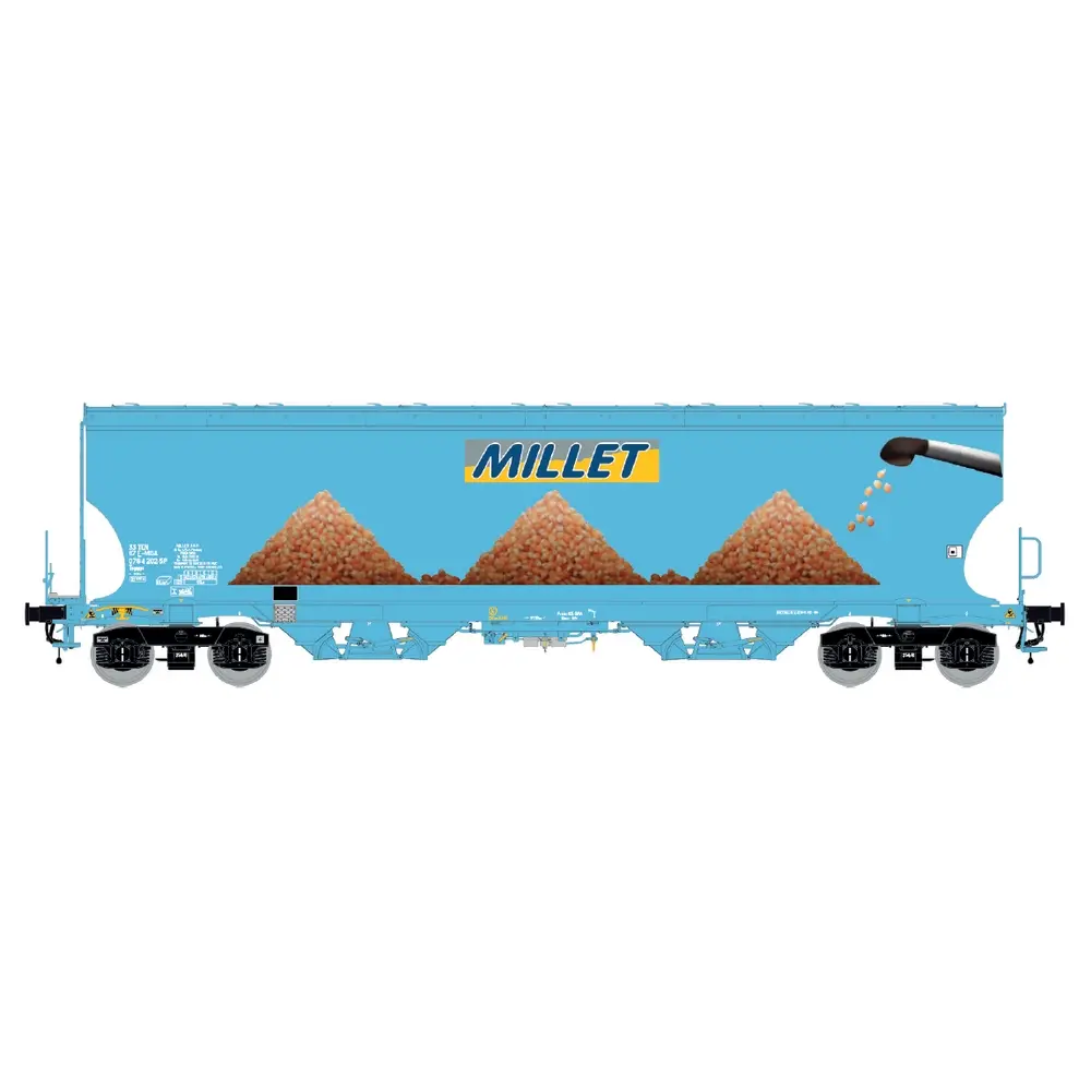 Wagon céréalier Tagnpps, bleu clair, nouveau logo Millet - LS Models 30593 - HO 1/87 - Millet - Ep VI - 2R