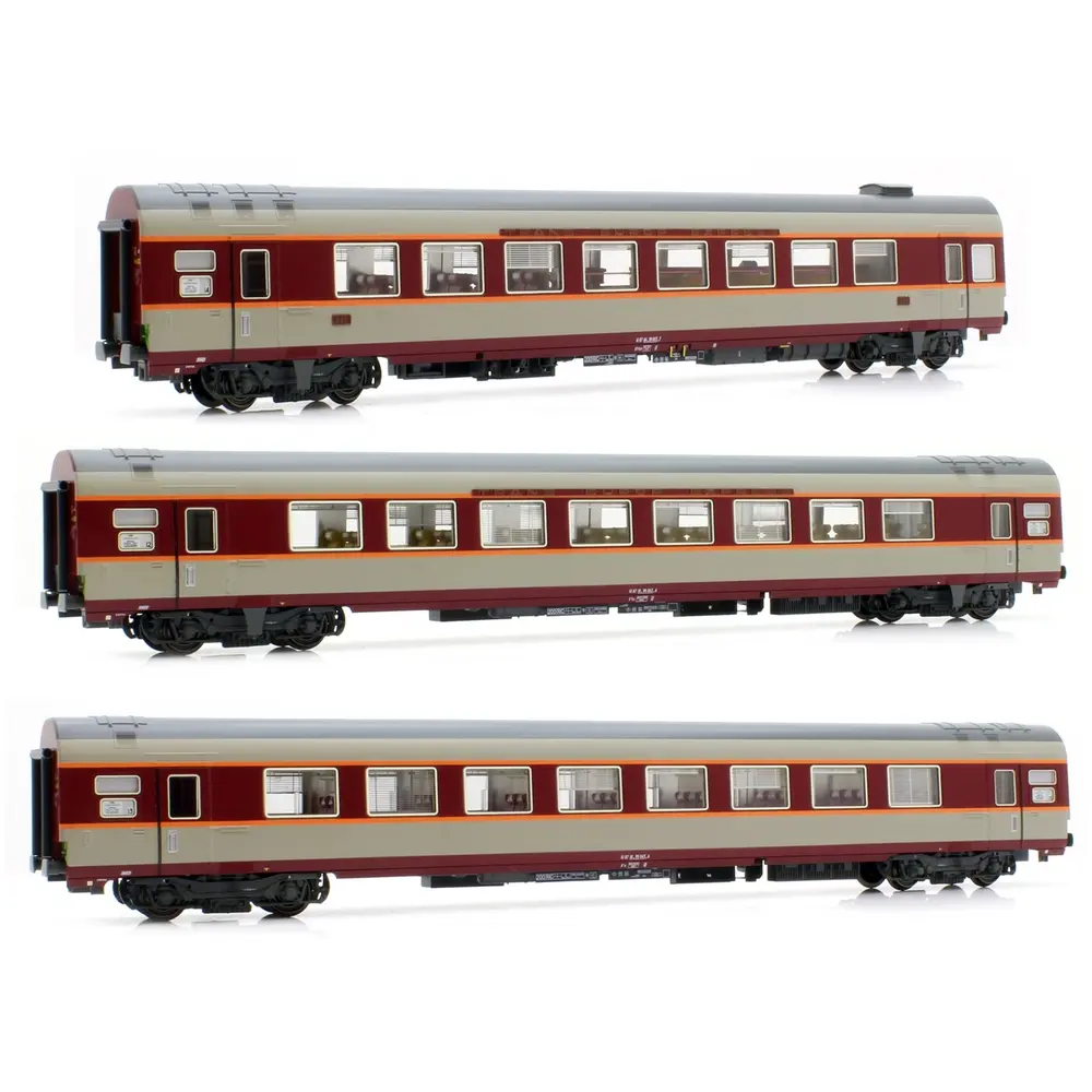 Coffret de 3 voitures voyageurs "Étendard" - LS MODELS 40080DC - SNCF - HO 1/87 - EP IV - 2R
