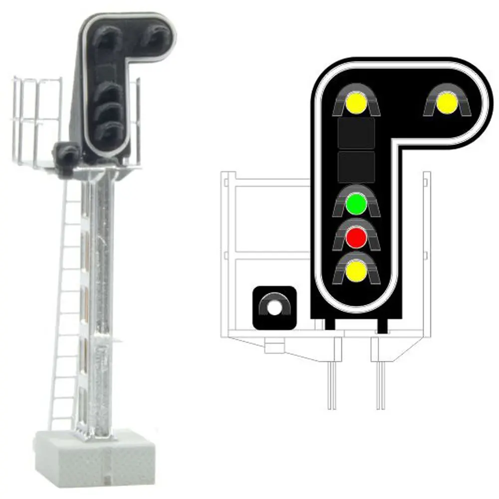 Signal 6 feux LED 2xJaune/vert/rouge/jaune/Blanc MAFEN 413208 SNCF - N