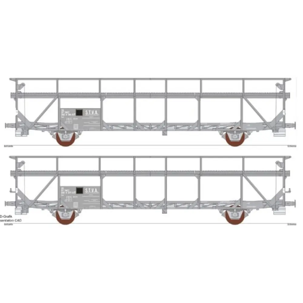 Set de deux porte-autos TA252 "STVA" - Makette 4433 - HO 1/87 - SNCF - 2R - EP IV