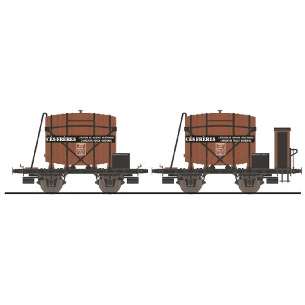 Set de 2 wagons foudres "CÉS FRÈRES” - Makette 4504 - HO 1/87 - SNCF - 2R - EP II