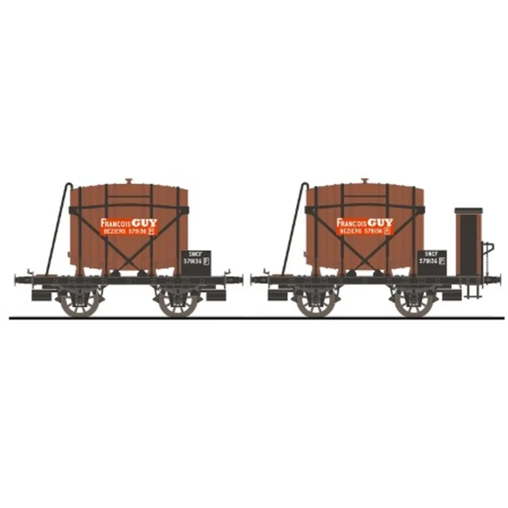 Set de 2 wagons foudres "GUY"- Makette 4505 - HO 1/87 - SNCF - 2R - EP III