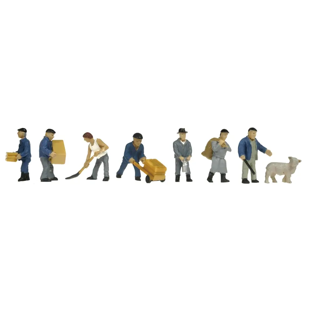 7 figurines travailleuses et 1 mouton - Makette 2518 - HO 1/87