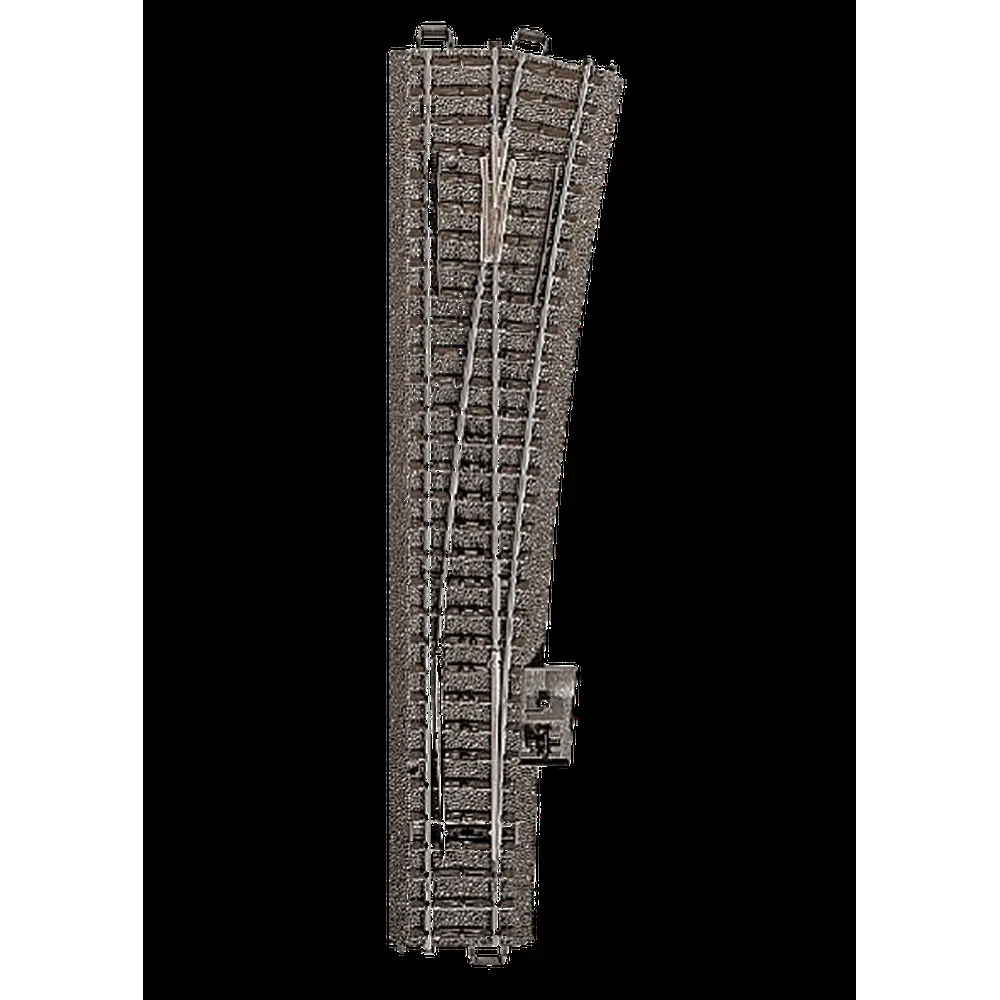 Aiguillage long à droite avec ballast - 12,1° - Marklin 24712 - 236,1 mm - HO : 1/87ème - Code 83 - Voie C