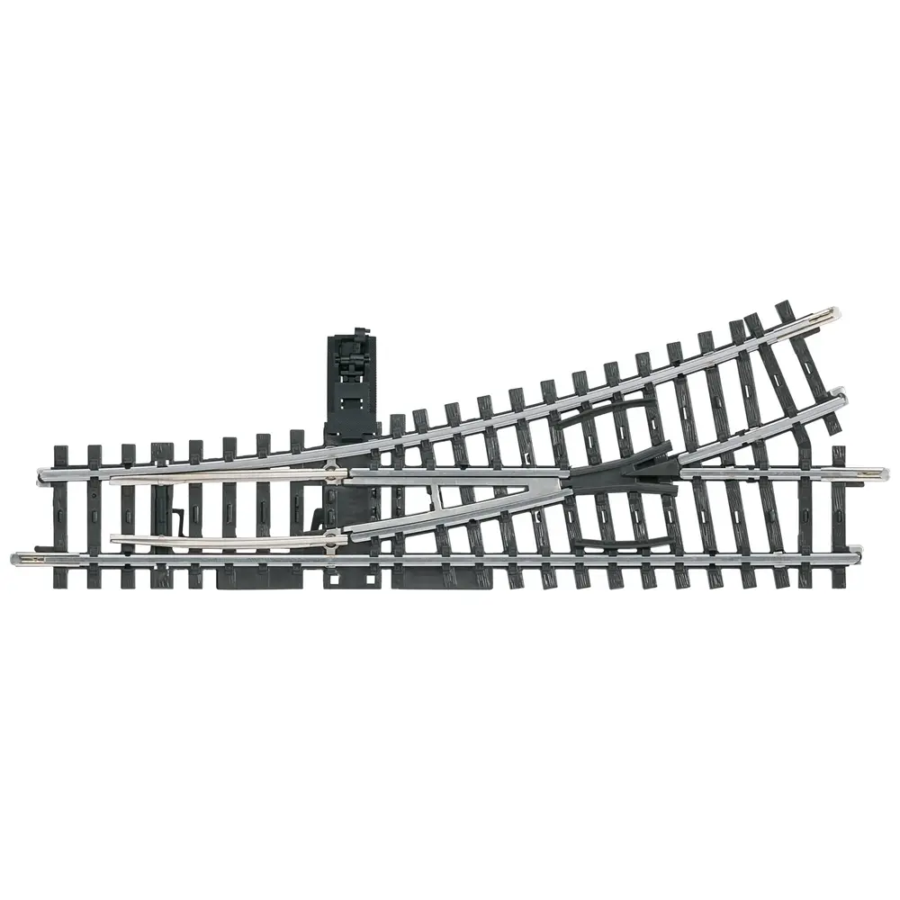 Aiguillage à gauche non ballasté - MARKLIN 2265 - HO 1/87 - Code 83 - Voie K - 3R - Longueur 168.9 mm