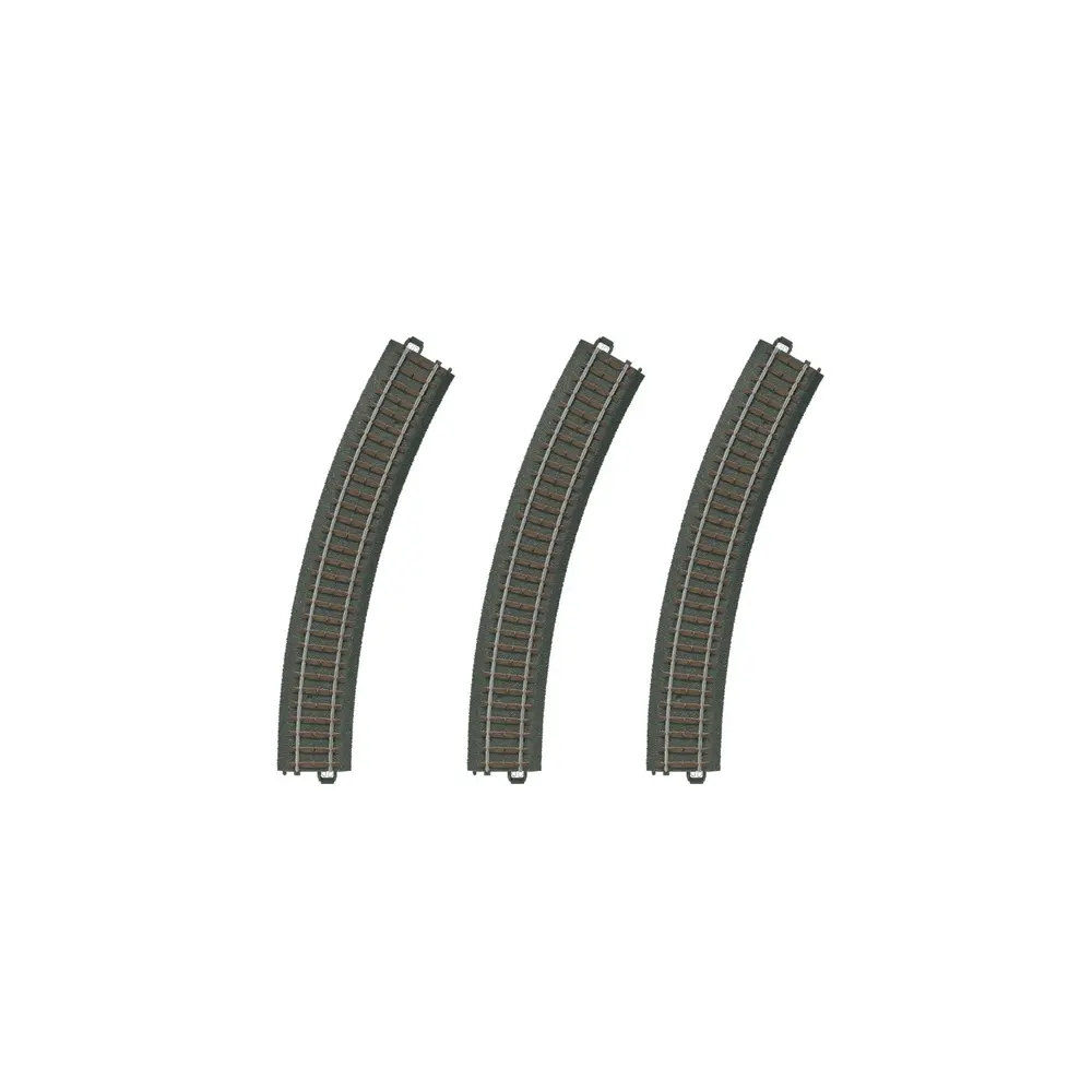 Coffret de 3 rails courbes ballastés R2 30° - Marklin 20230 - HO 1/87 - Code 83 - Voie C - 3R - Rayon 437.5 mm