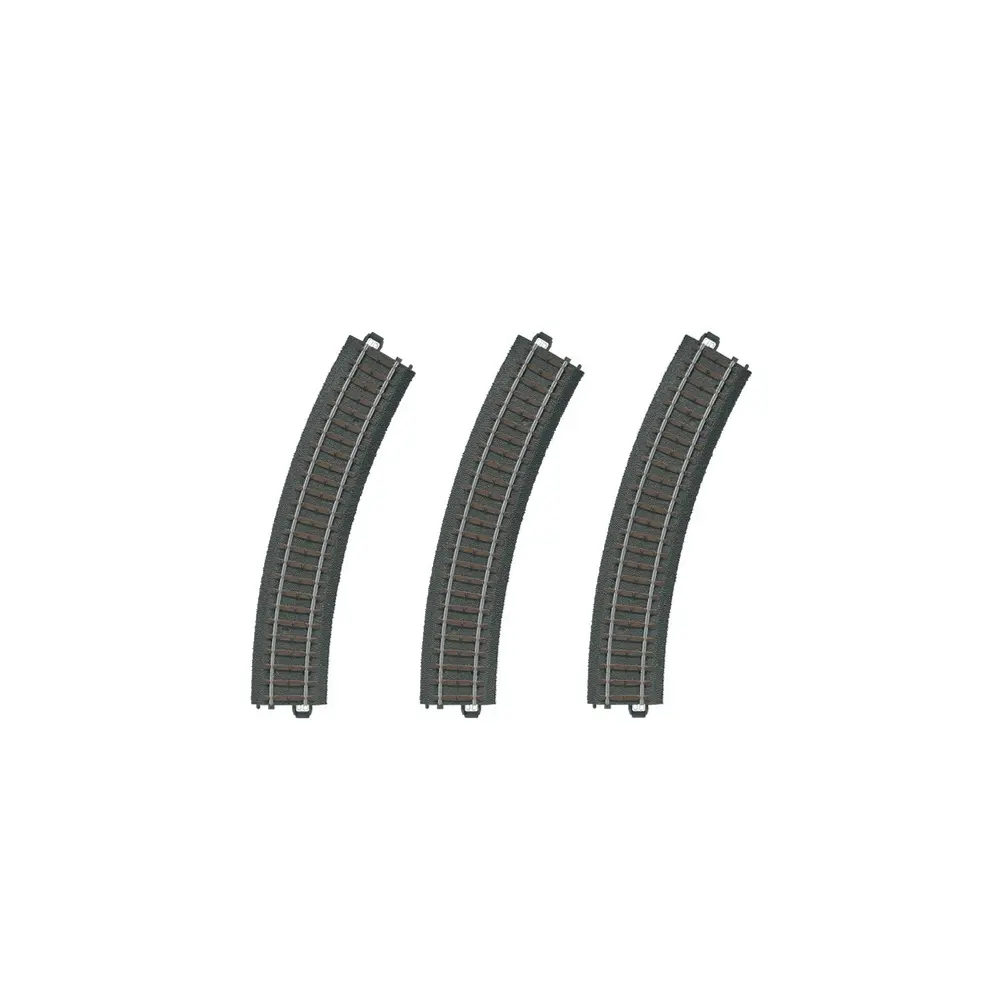 3 rails courbes ballastés R1 360 mm 30° code 83 voie C - Märklin 20130 - HO 1/87 - 3R