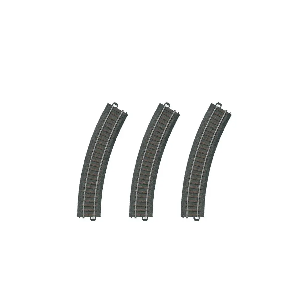 Coffret de 3 rails courbes ballastés R1 30° - Marklin 20130 - HO 1/87 - Code 83 - Voie C - 3R - Rayon 360 mm