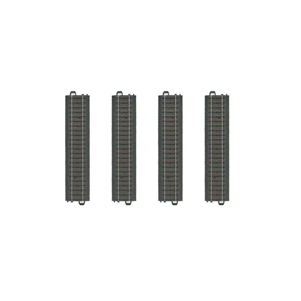 Coffret de 4 rails droits ballastés - Marklin 20172 - HO 1/87 - Code 83 - Voie C - 3R - Longueur 171.7 mm