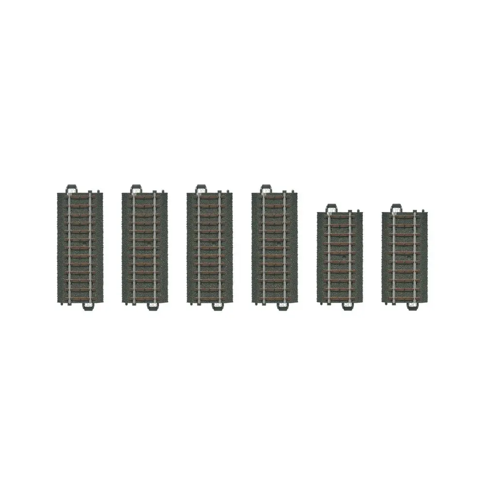 Coffret de 6 rails droits ballastés - Marklin 20099 - HO 1/87 - Code 83 - Voie C - 3R