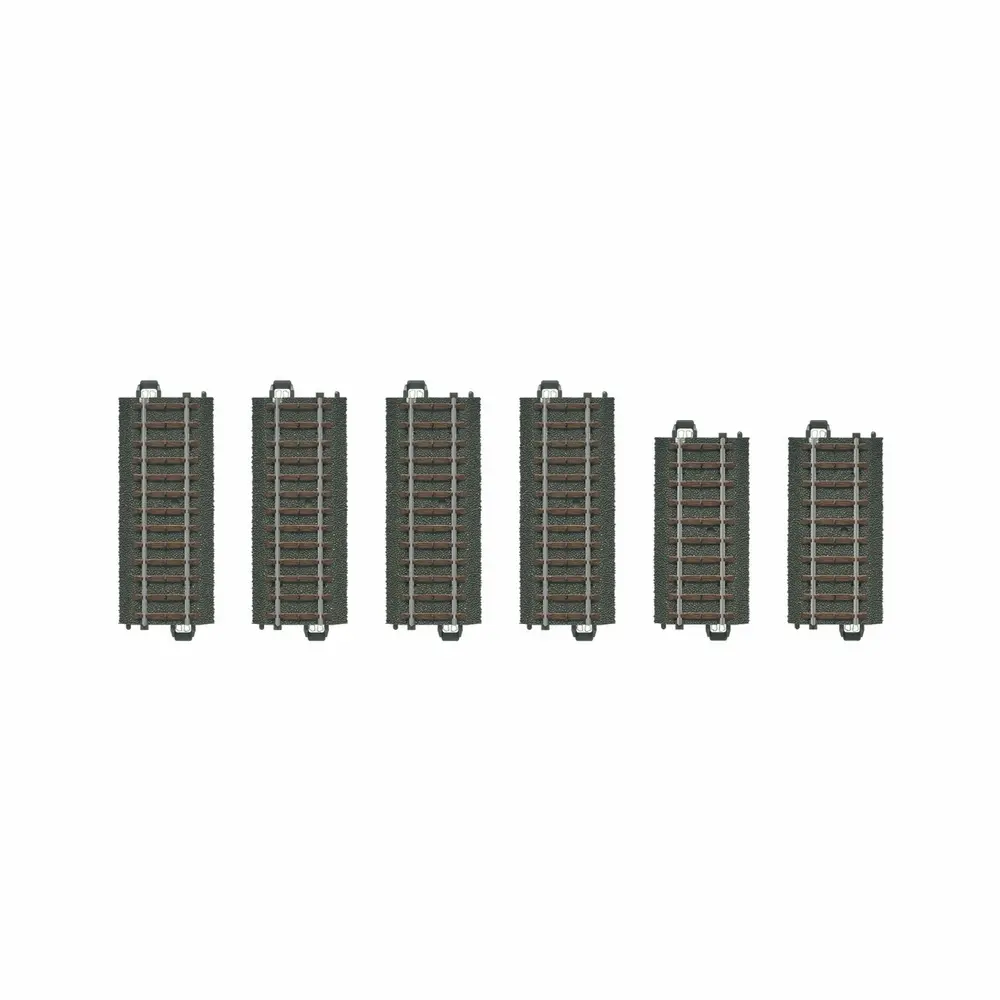Coffret de 6 rails droits ballastés 94,2 / 77,5 mm code 83 voie C - Märklin Start up 20099 - HO 1/87 - 3R