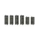 Coffret de 6 rails droits ballastés - Marklin 20099 - HO 1/87 - Code 83 - Voie C - 3R