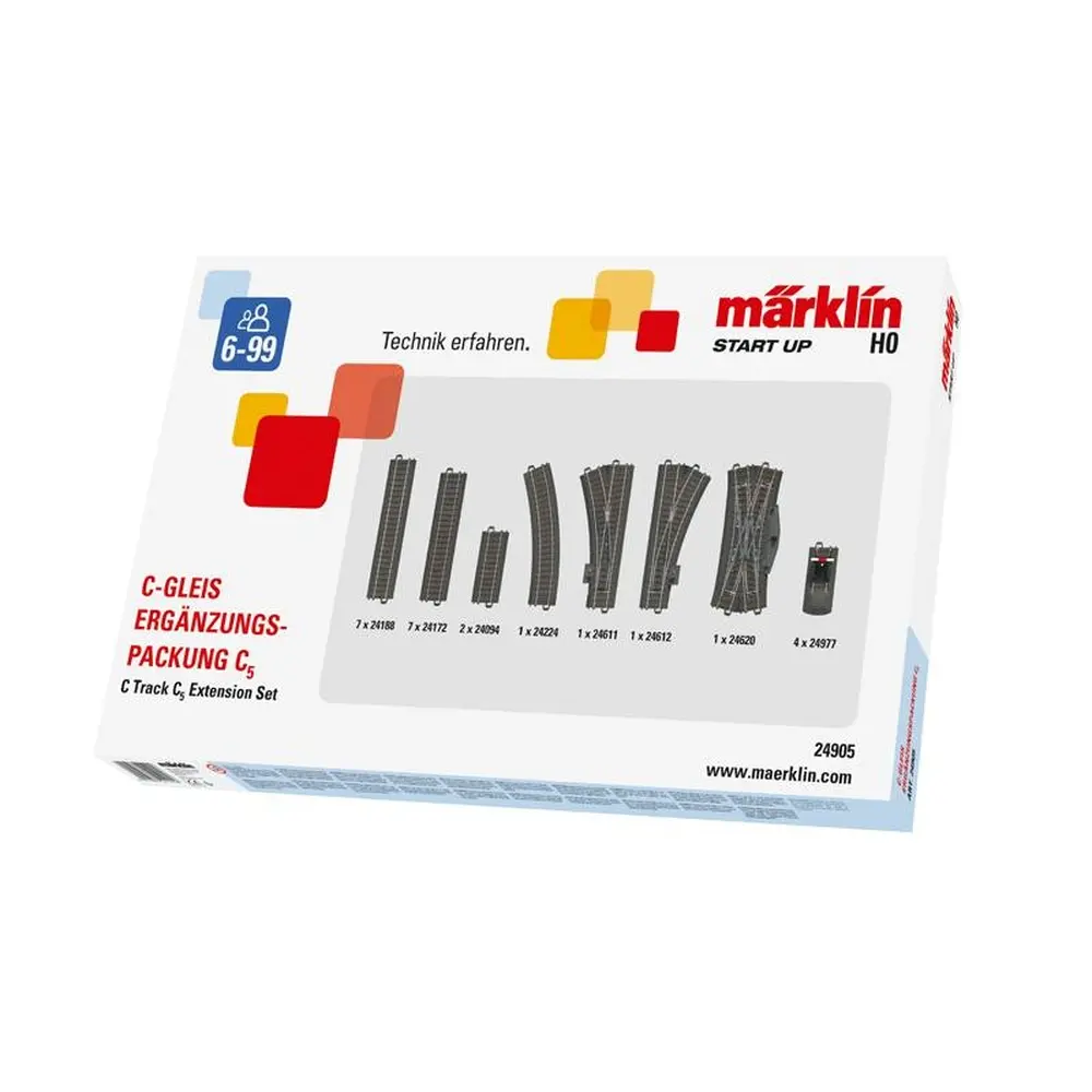 Coffret d'extension de rails C5 - Marklin Start Up 24905 - HO : 1/87 - Voie C - 24 éléments - 3R