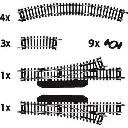 Coffret de rails courbes & aiguillages N°1 code 100 - Mehano F101 - HO 1/87 - 2R