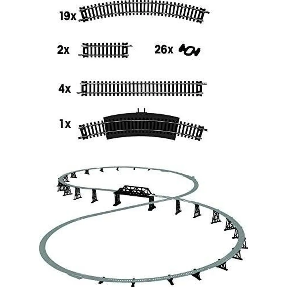 Coffret de rails droits & courbes N°4 - Mehano F104 - HO 1/87 - Code 100 - 2R