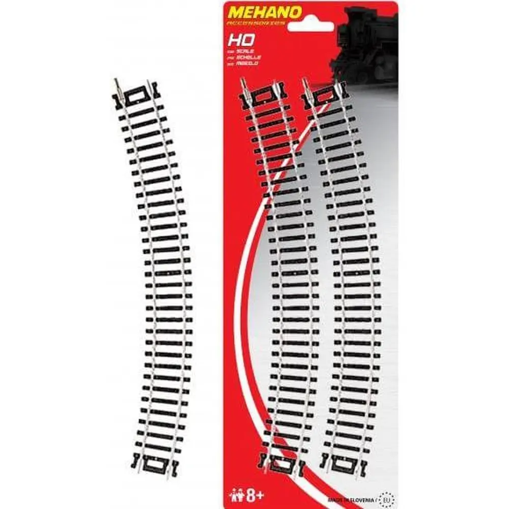 Lot de 4 Rails courbes 30° - Mehano F210 - HO 1/87 - Code 100 - 457.2 mm