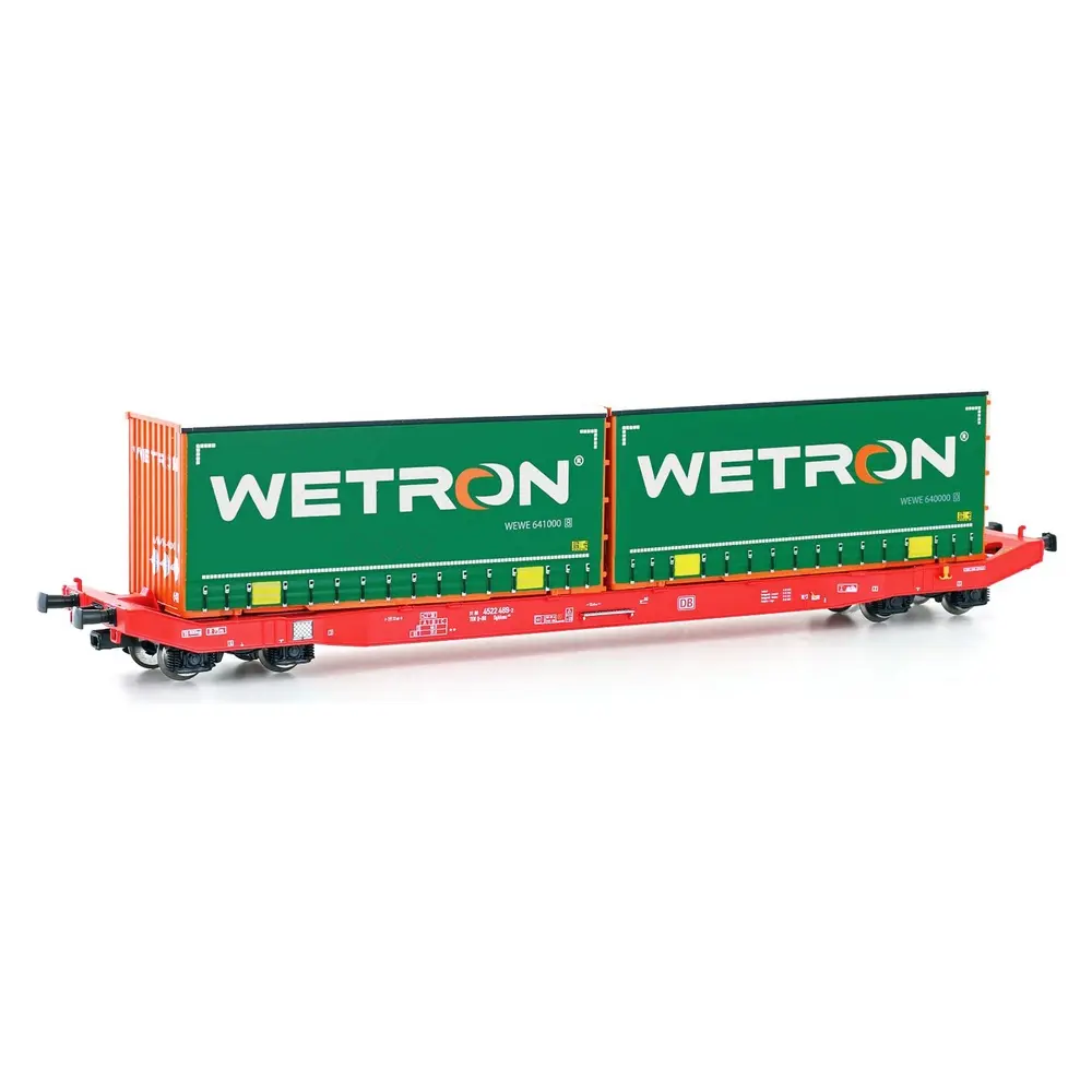 Wagon porte-conteneurs Sgkkms 698 WETRON - Mehano 28412 - HO 1/87 - DB AG - Ep VI - 2R