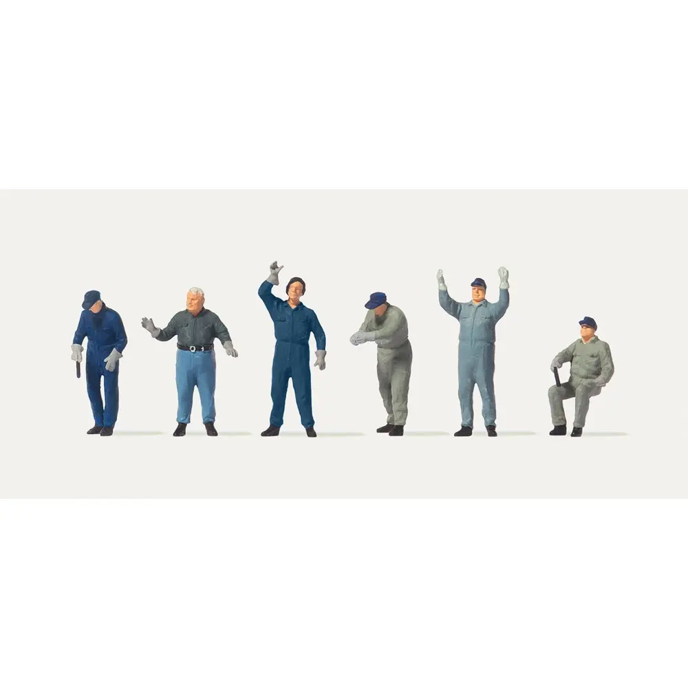 Lot de 6 personnages ouvriers Merten 0212587 chargeant des marchandises - HO 1/87