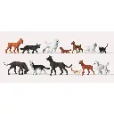 Lot de 13 animaux Merten 0212583 chiens et chats - HO 1/87