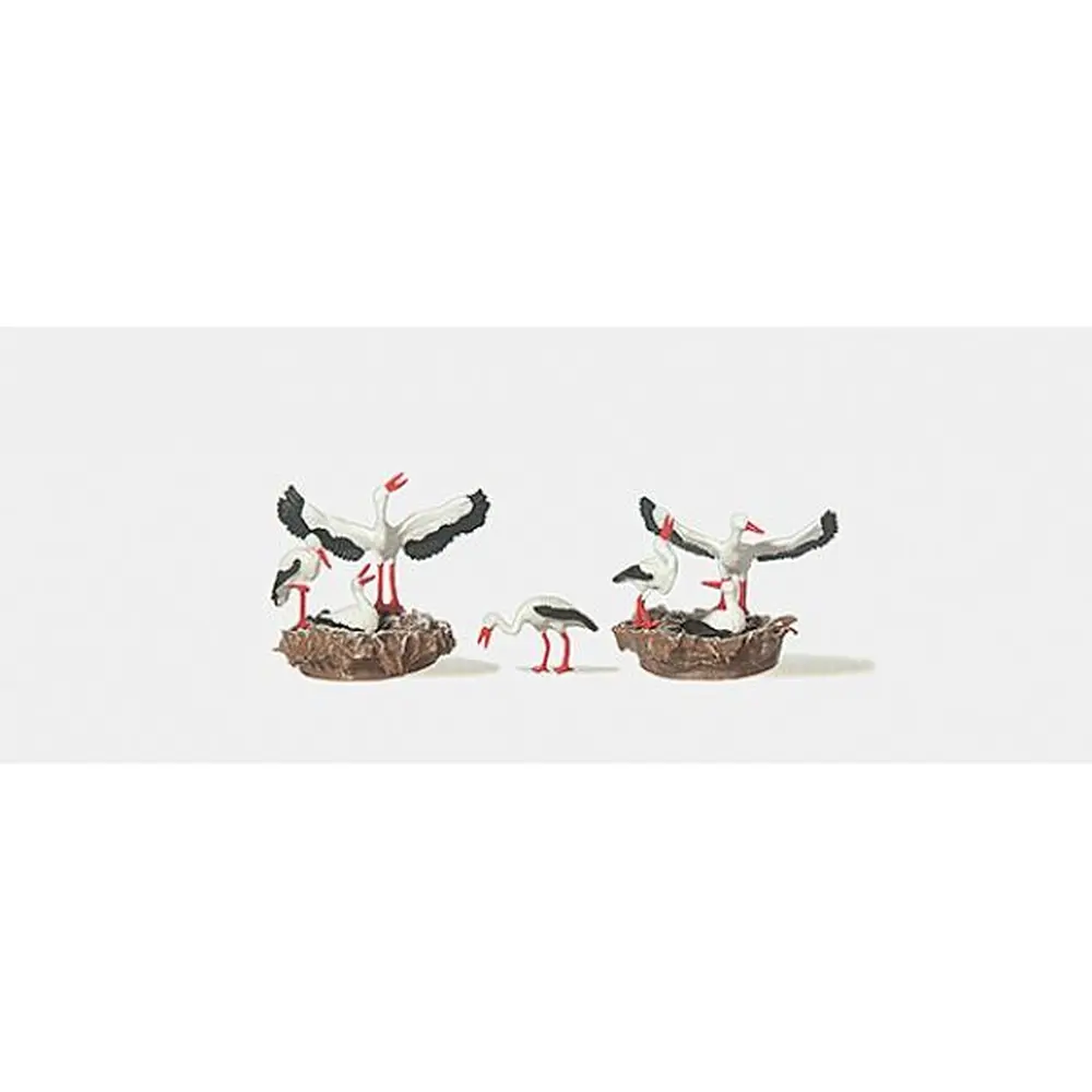 Lot de 6 cigognes avec 2 nids - Merten 0210764 - HO 1/87