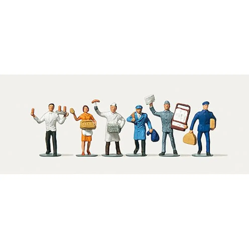 Lot de 6 vendeurs et porteurs - Merten 0210800 - HO 1/87
