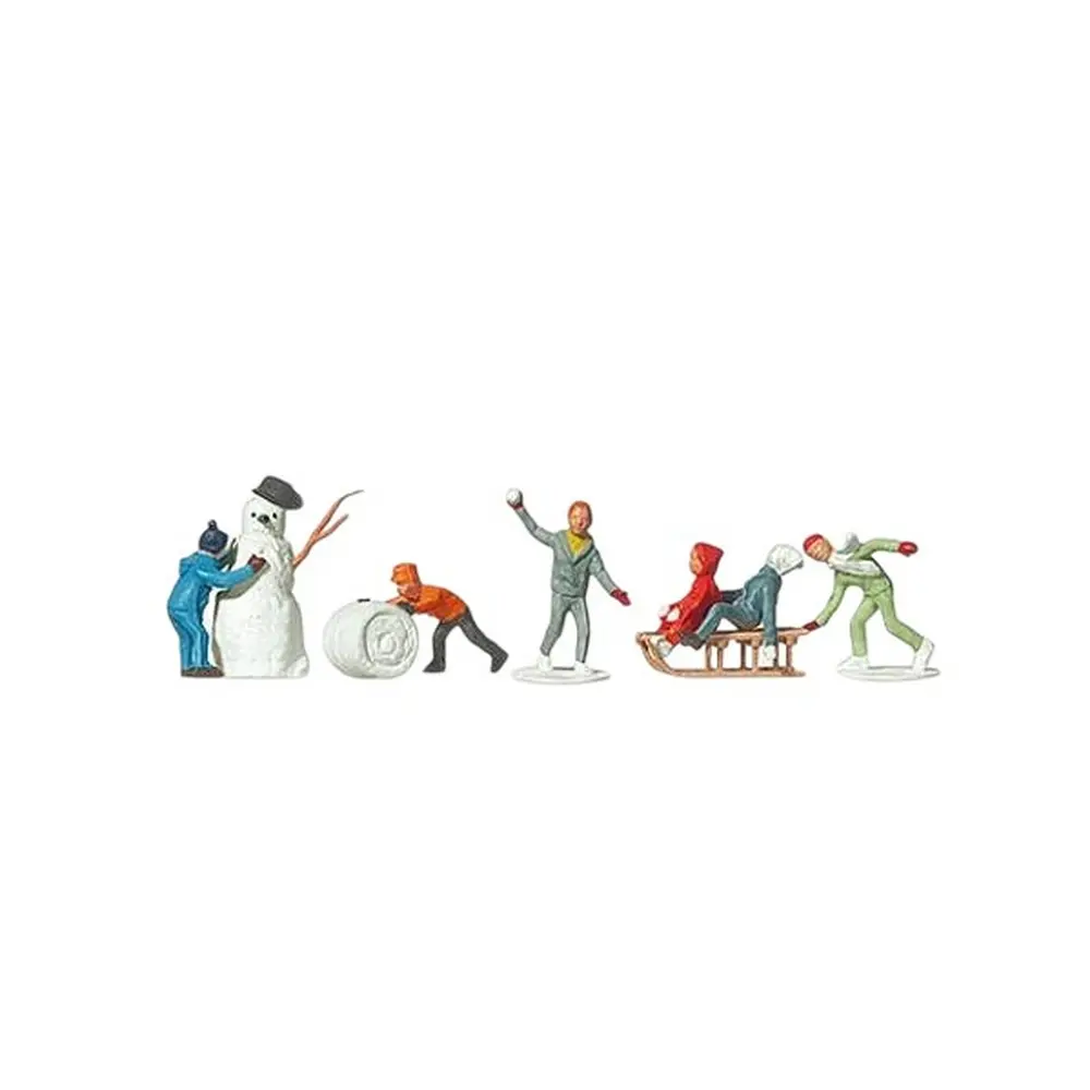 6 enfants avec 1 bonhomme de neige - Merten 0212230 - HO 1/87